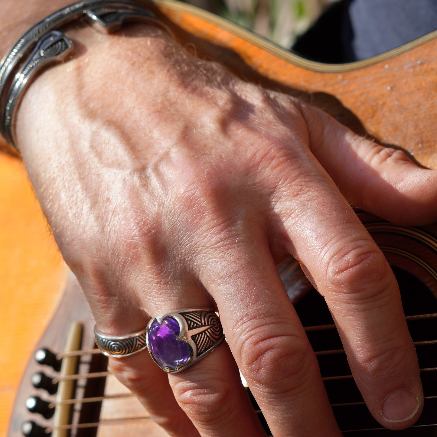 Beltane Ring - set with Amethyst