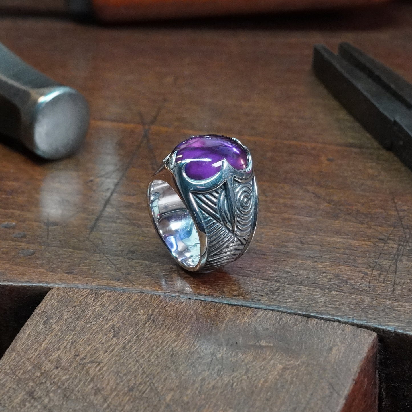 Beltane Ring - set with Amethyst