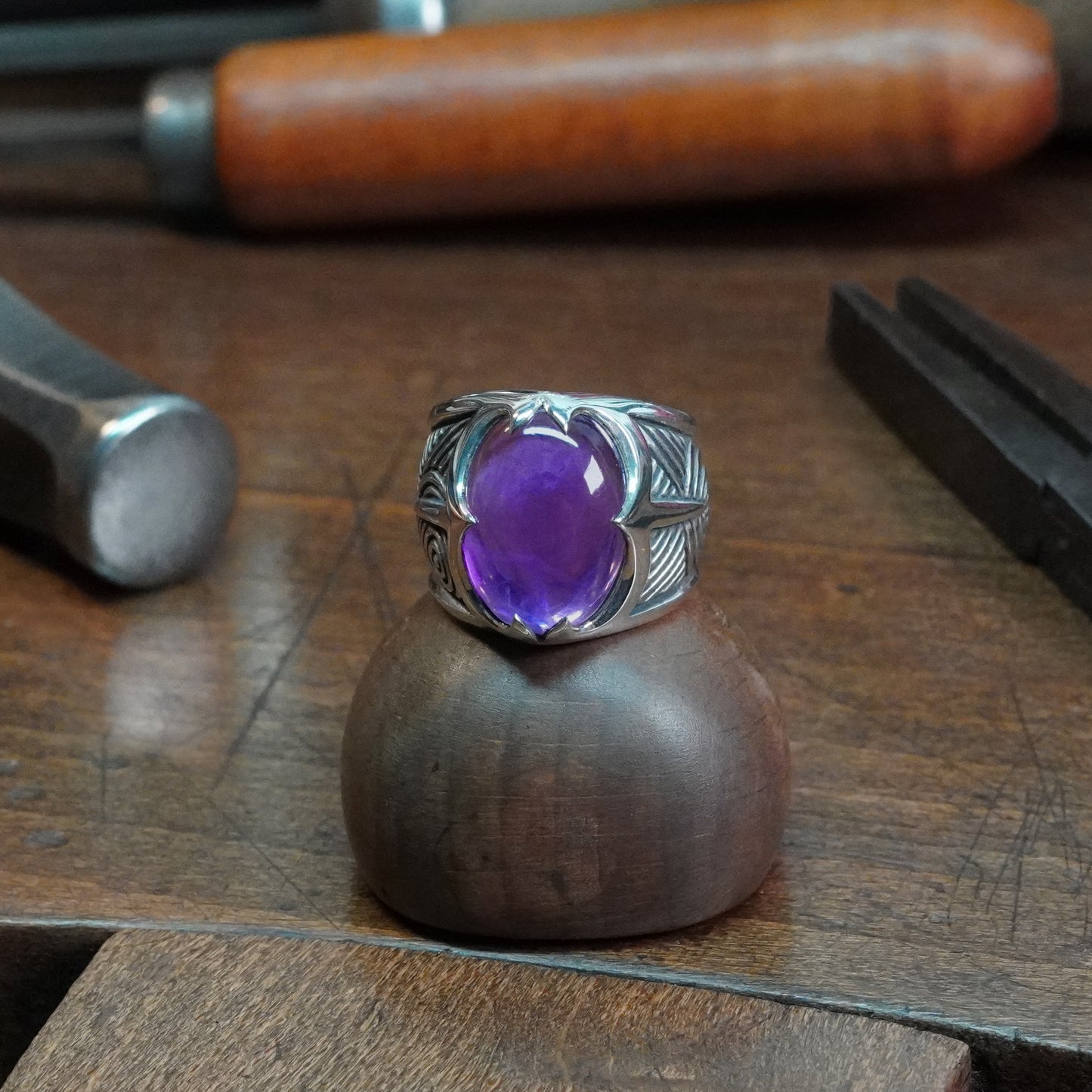 Beltane Ring - set with Amethyst