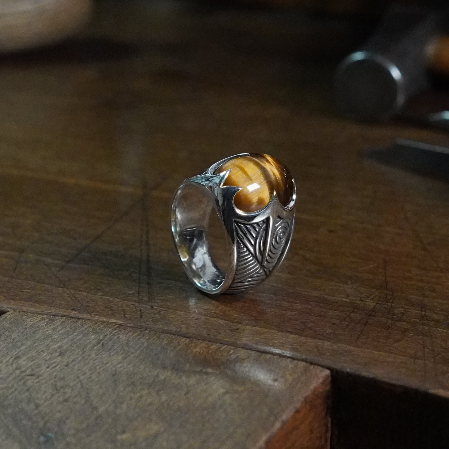 Beltane Ring - set with Tigers Eye