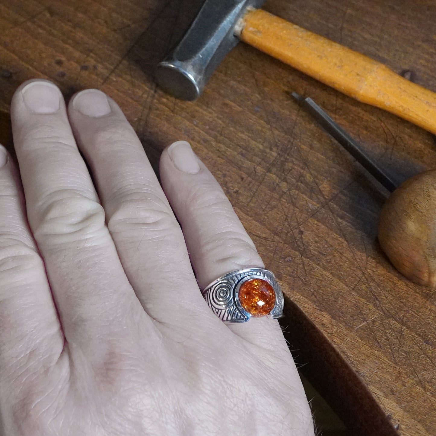 Aurora Ring - set with Amber