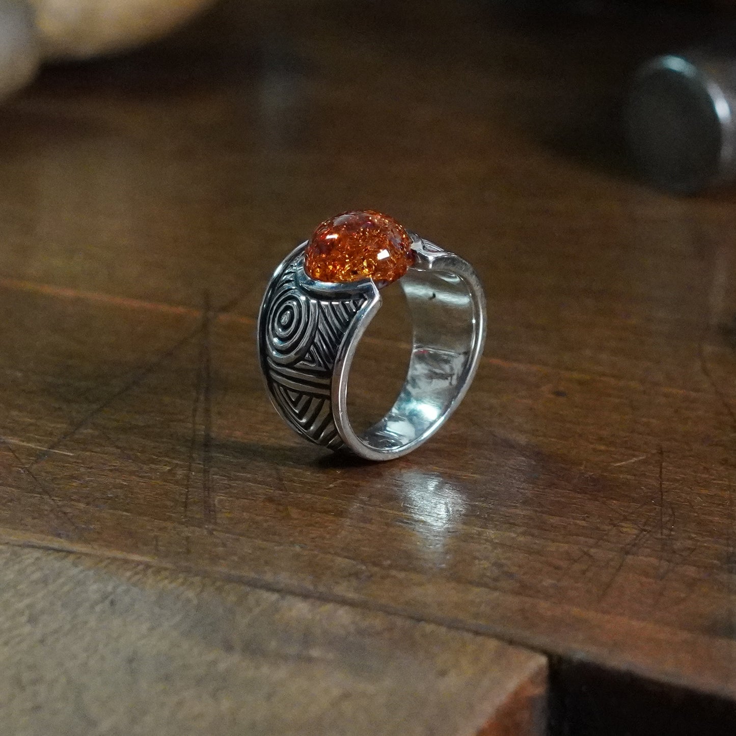 Aurora Ring - set with Amber