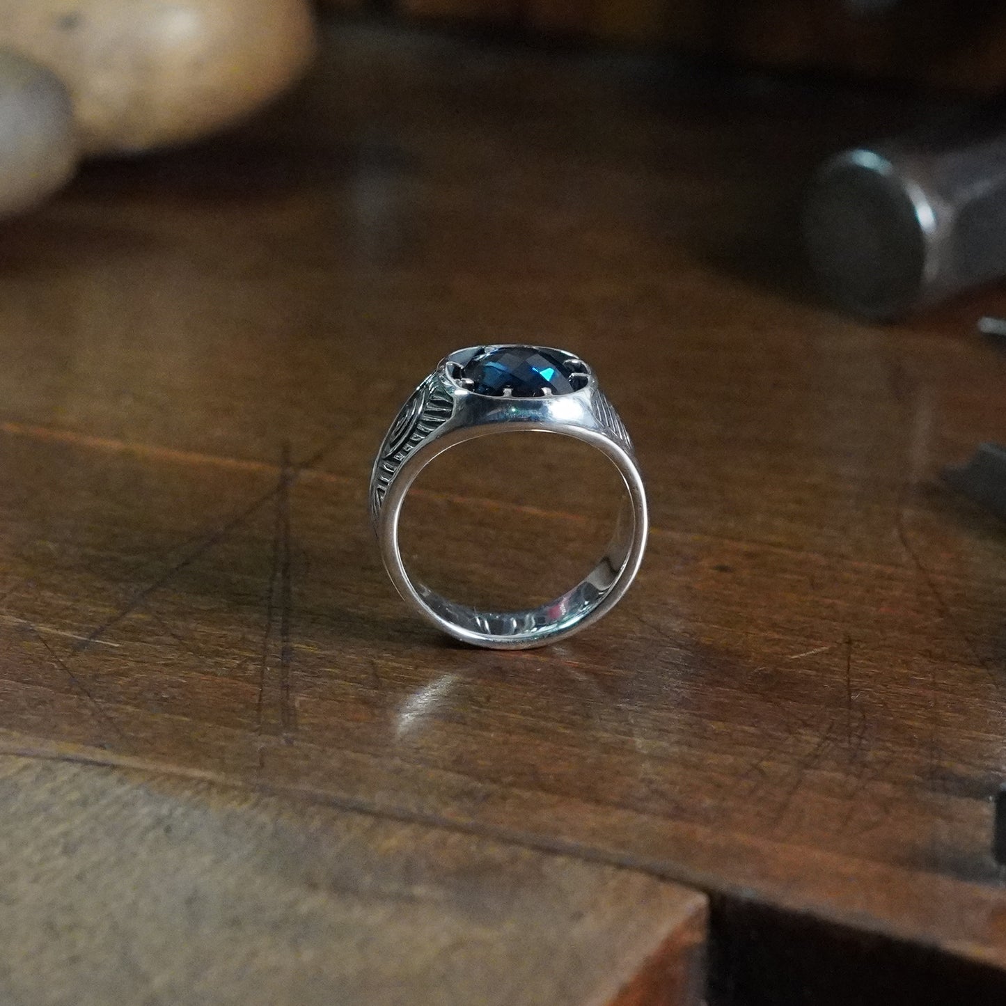 Mobeus Ring - set with Blue Topaz