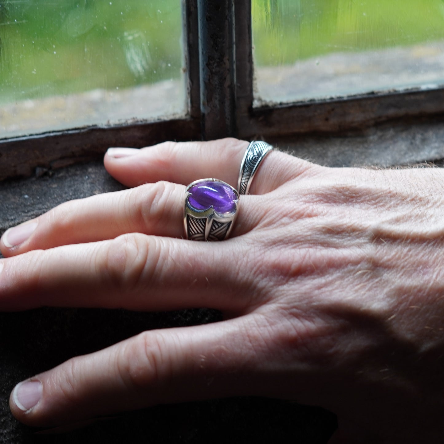 Beltane Ring - set with Amethyst