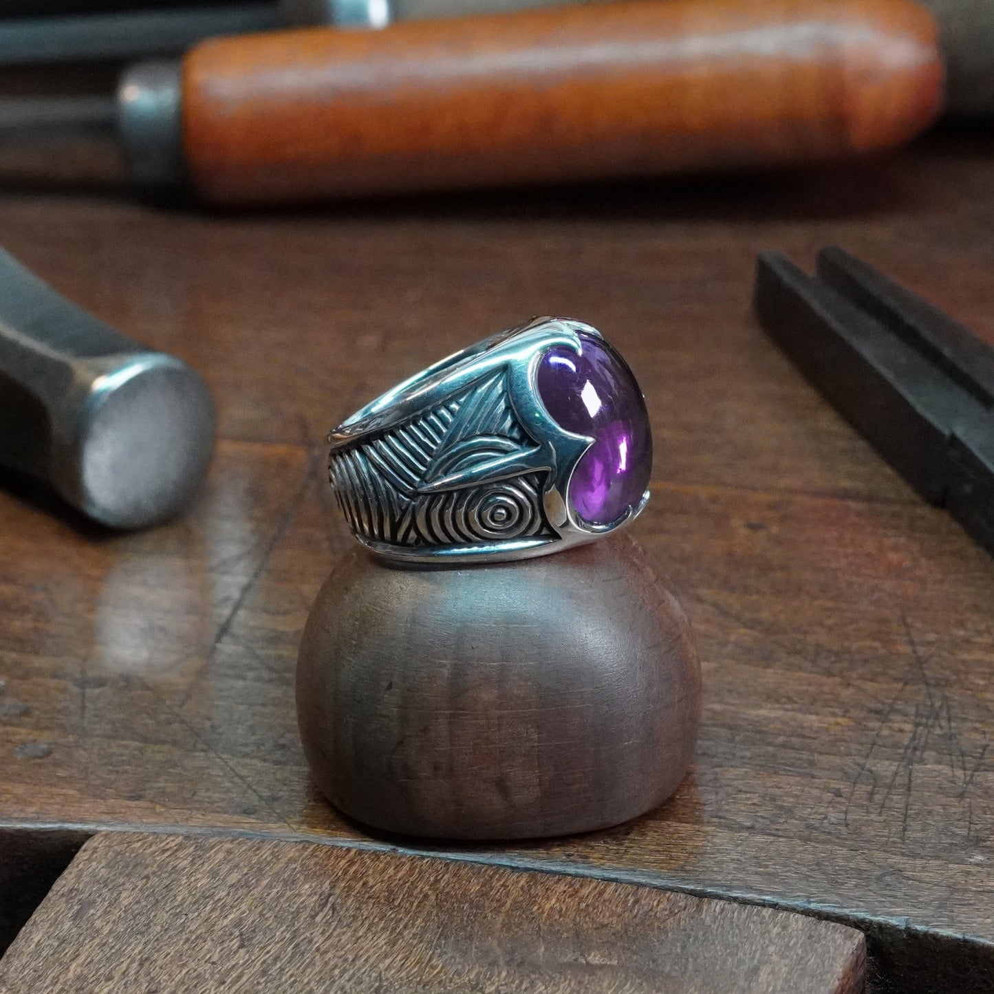 Beltane Ring - set with Amethyst