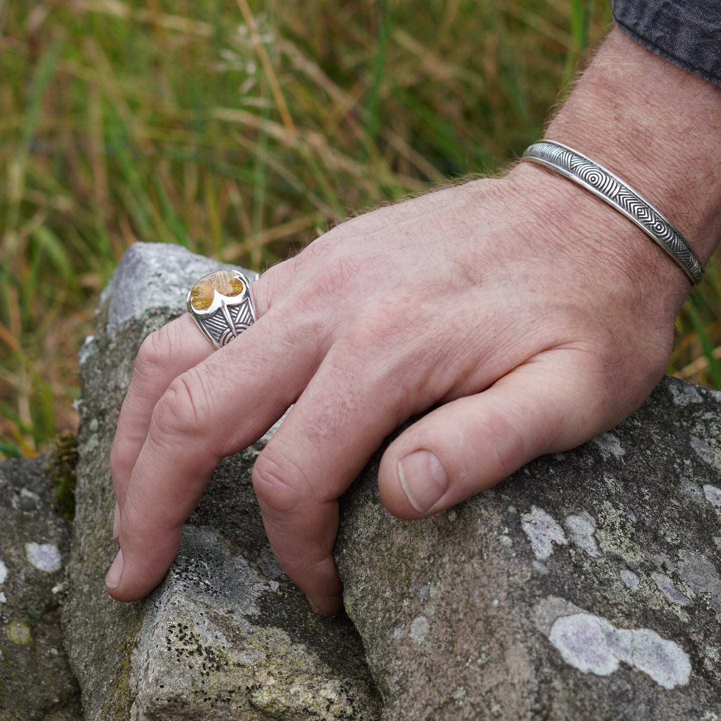Beltane Ring - set with Rutilated Quartz