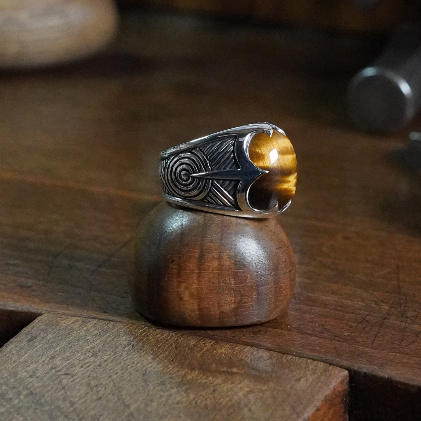 Beltane Ring - set with Tigers Eye