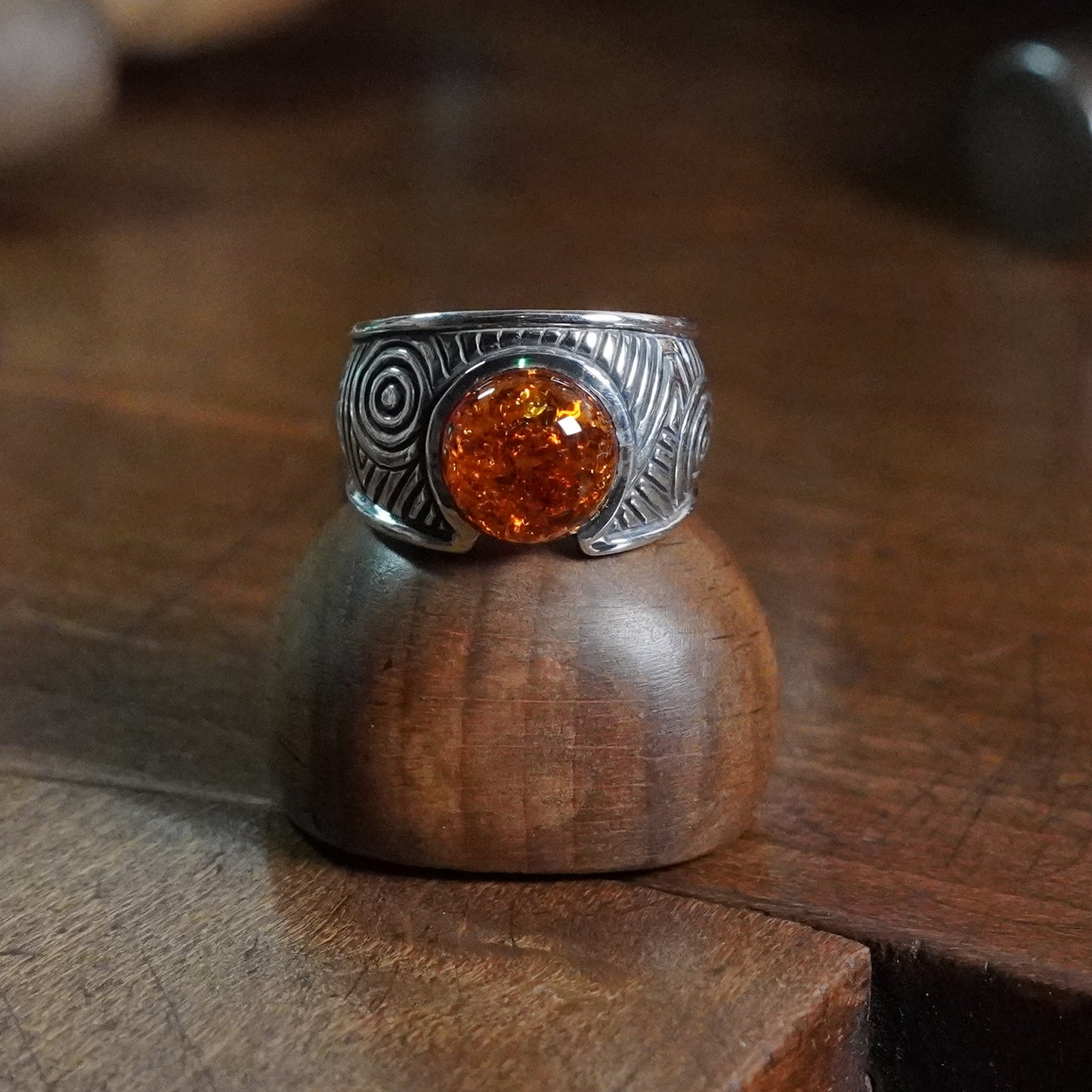 Aurora Ring - set with Amber