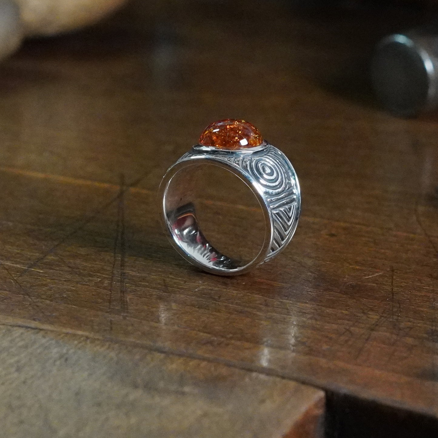 Aurora Ring - set with Amber