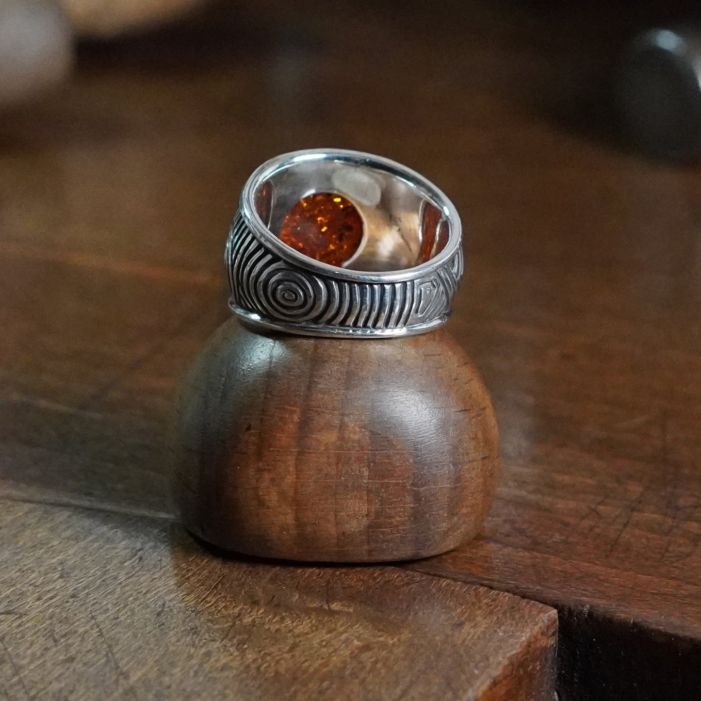 Aurora Ring - set with Amber