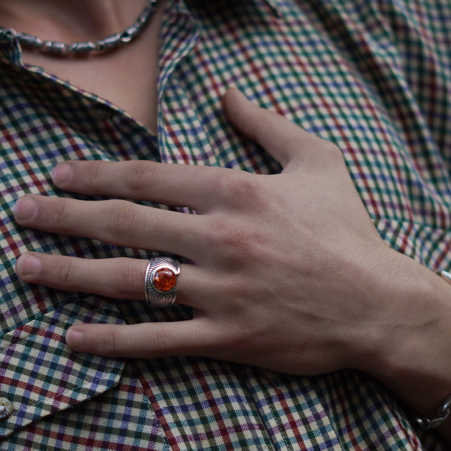 Aurora Ring - set with Amber