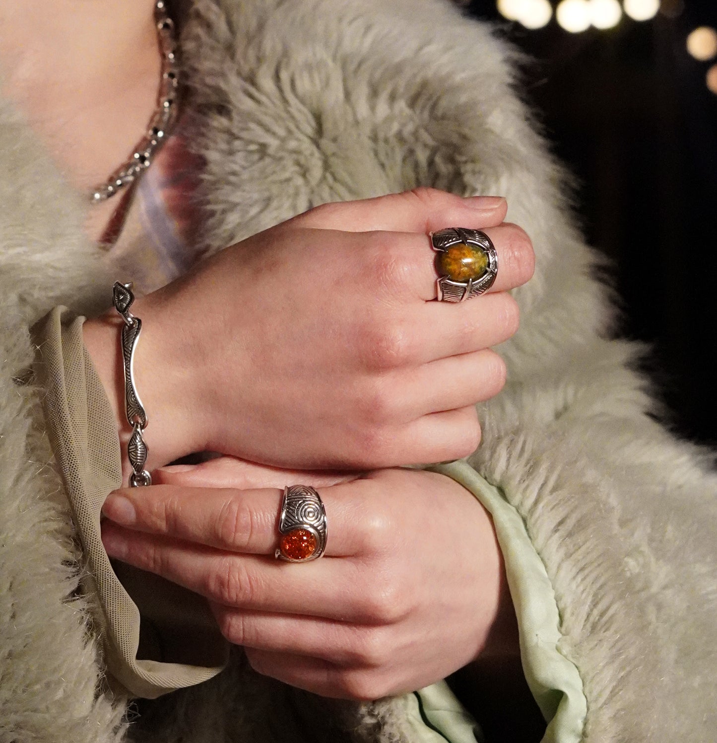 Aurora Ring - set with Amber