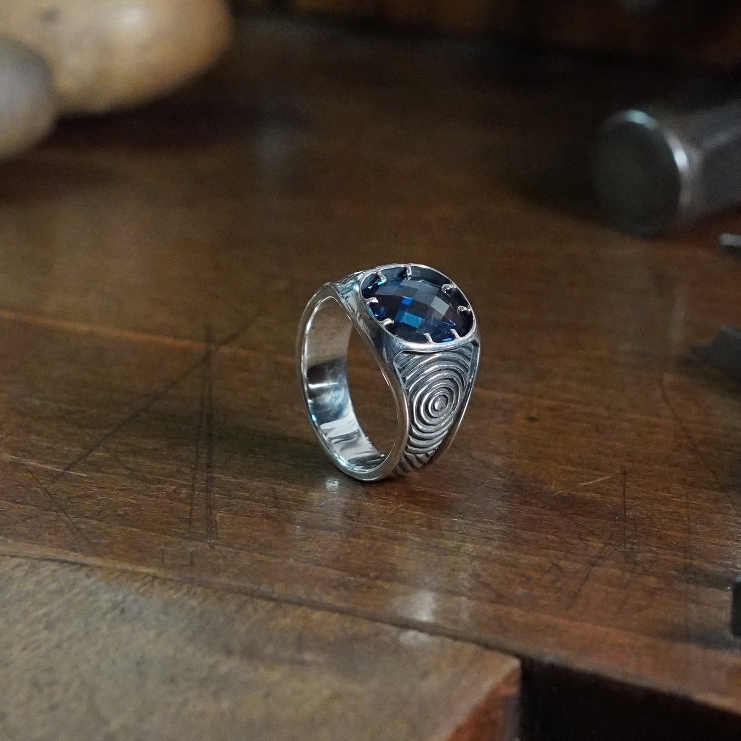Mobeus Ring - set with Blue Topaz